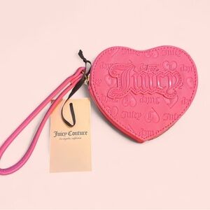 Juicy Couture Pink Embossed Heart Wristlet | Juicy Couture Upgrade U Wristlet
